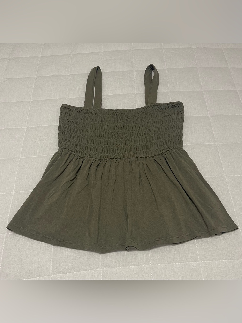 American Eagle Smocked Olive Green Tank Top